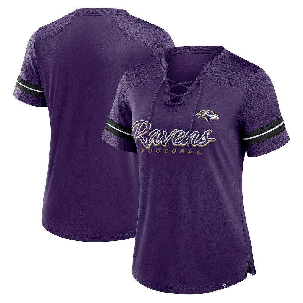 Baltimore Ravens Women's Play Script Lace-Up T-Shirt - Purple online