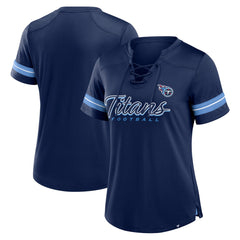 Tennessee Titans Women's Play Script Lace-Up T-Shirt - Navy discount