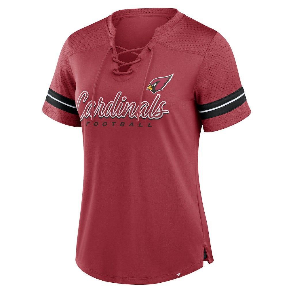 Arizona Cardinals Women's Play Script Lace-Up T-Shirt - Cardinal outlet