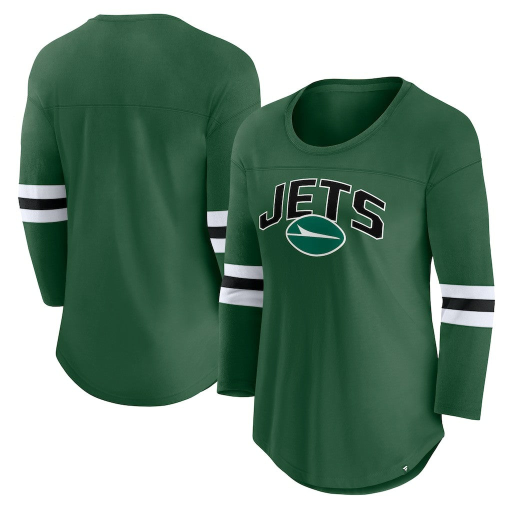 New York Jets Women's First Team Arch Logo 3/4 Sleeve T-Shirt - Green sale