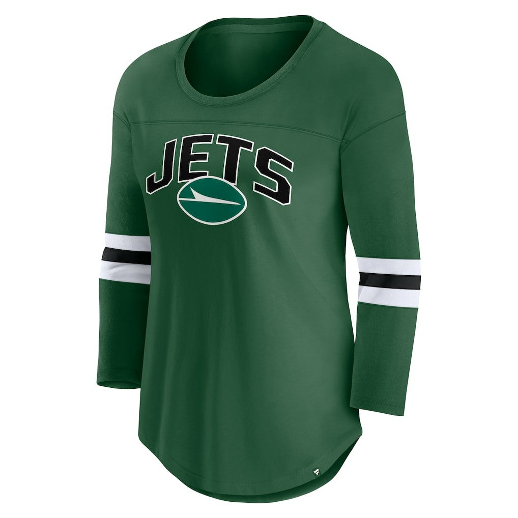 New York Jets Women's First Team Arch Logo 3/4 Sleeve T-Shirt - Green sale
