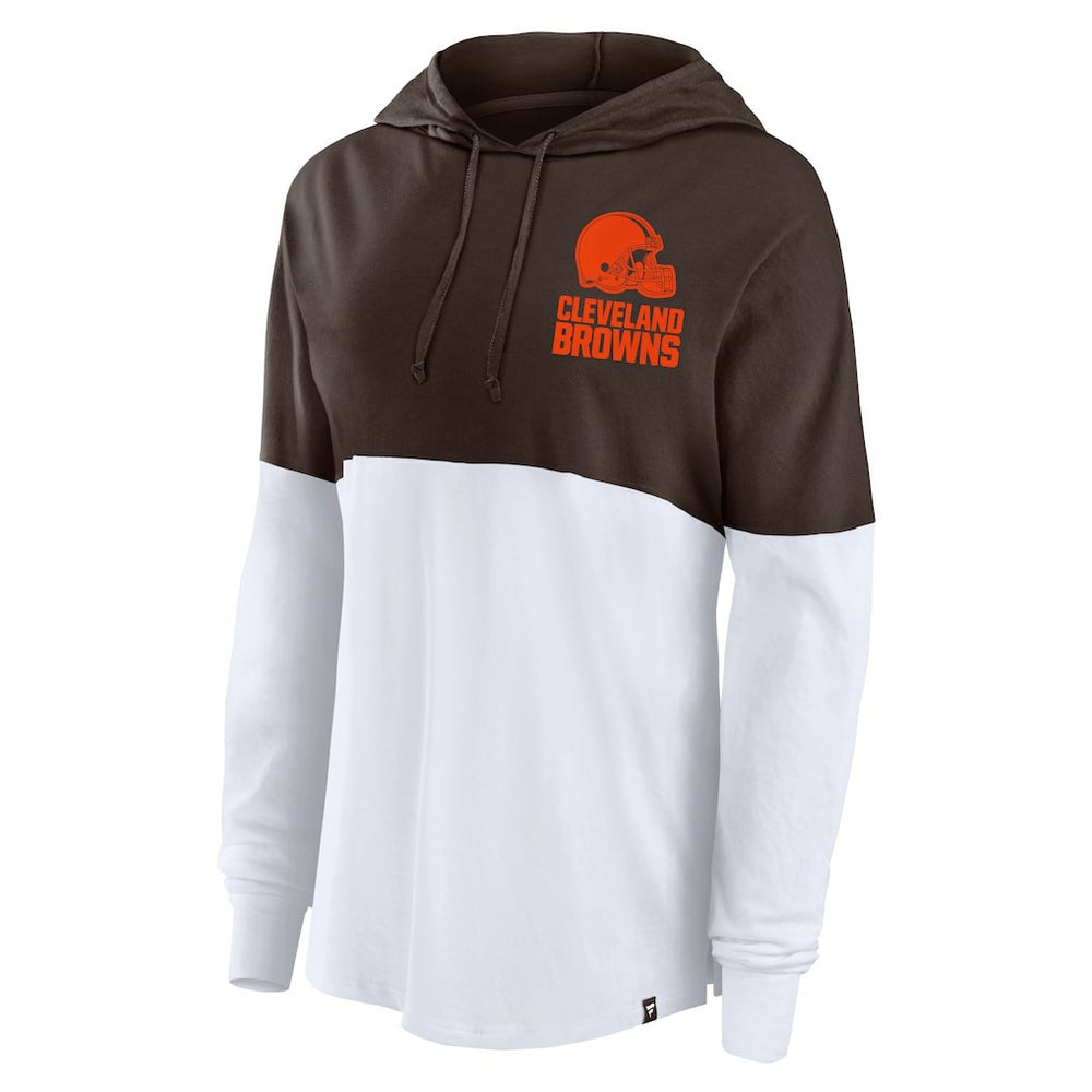 Cleveland Browns Women's Backup Option Long Sleeve Hoodie T-Shirt - Brown/White online