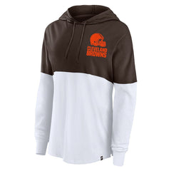 Cleveland Browns Women's Backup Option Long Sleeve Hoodie T-Shirt - Brown/White online