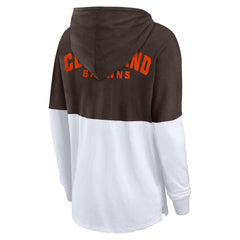 Cleveland Browns Women's Backup Option Long Sleeve Hoodie T-Shirt - Brown/White online