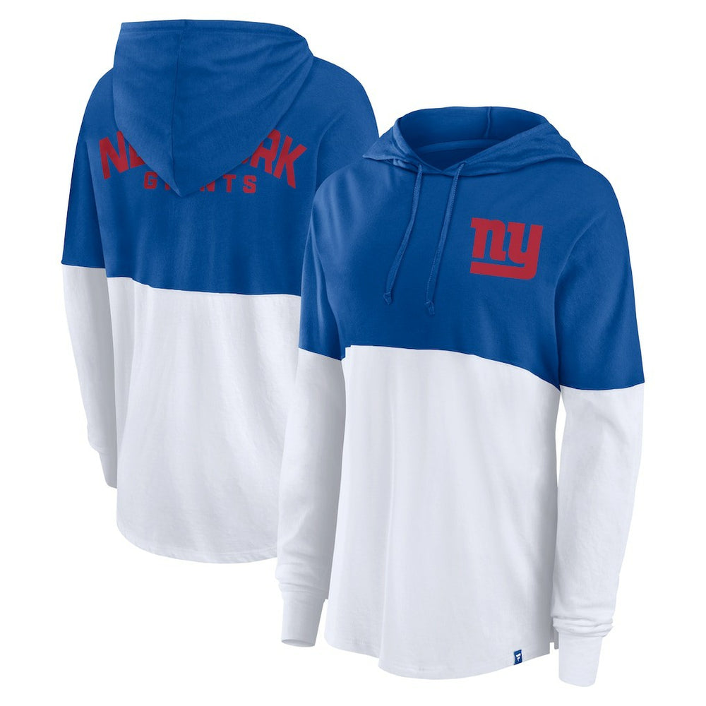 New York Giants Women's Backup Option Long Sleeve Hoodie T-Shirt - Royal/White discount