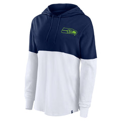 Seattle Seahawks Women's Backup Option Long Sleeve Hoodie T-Shirt - College Navy/White sale