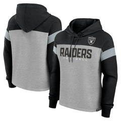 Las Vegas Raiders Women's Bold Play Call Pullover Hoodie - Heather Gray/Black discount