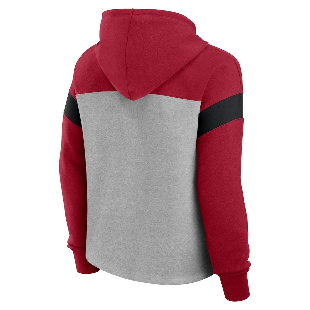 San Francisco 49ers Women's Bold Play Call Pullover Hoodie - Heather Gray/Scarlet outlet