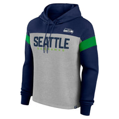 Seattle Seahawks Women's Bold Play Call Pullover Hoodie - Heather Gray/College Navy discount