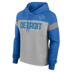 Detroit Lions Women's Bold Play Call Pullover Hoodie - Heather Gray/Blue for sale