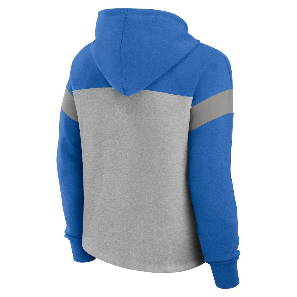 Detroit Lions Women's Bold Play Call Pullover Hoodie - Heather Gray/Blue for sale
