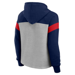 New England Patriots Women's Bold Play Call Pullover Hoodie - Heather Gray/Navy on sale