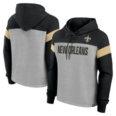 New Orleans Saints Women's Bold Play Call Pullover Hoodie - Heather Gray/Black discount