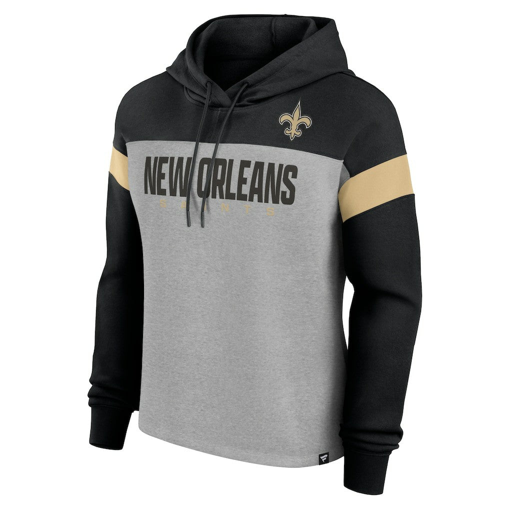New Orleans Saints Women's Bold Play Call Pullover Hoodie - Heather Gray/Black discount