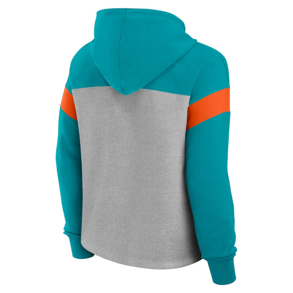 Miami Dolphins Women's Bold Play Call Pullover Hoodie - Heather Gray/Aqua online