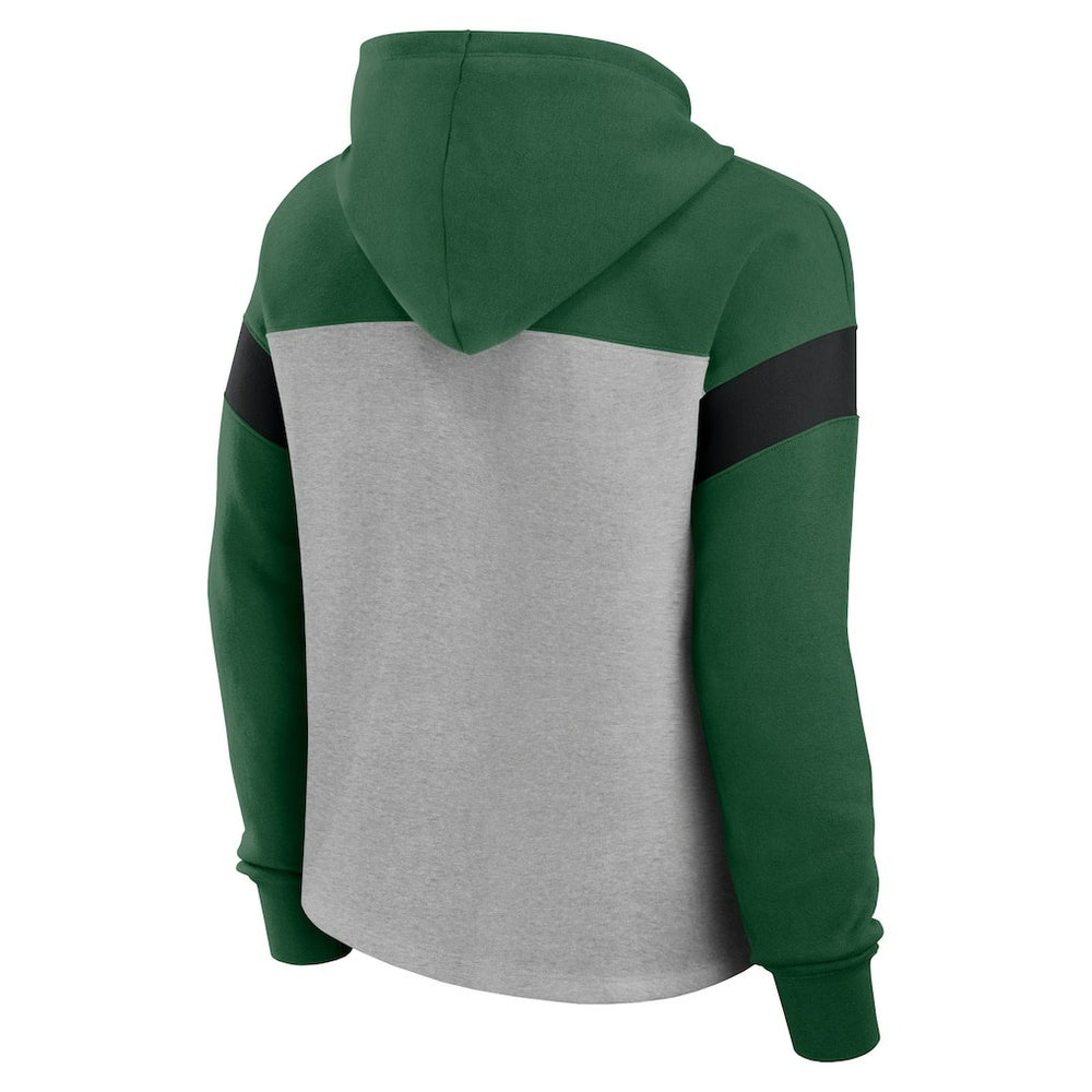 New York Jets Women's Bold Play Call Pullover Hoodie - Heather Gray/Green for sale