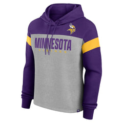 Minnesota Vikings Women's Bold Play Call Pullover Hoodie - Heather Gray/Purple cheap