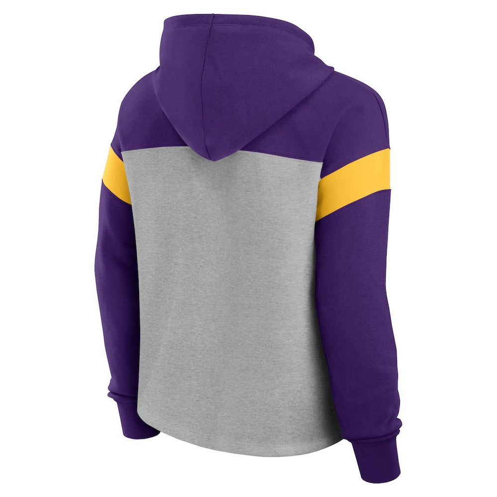 Minnesota Vikings Women's Bold Play Call Pullover Hoodie - Heather Gray/Purple cheap