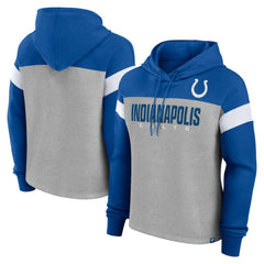Indianapolis Colts Women's Bold Play Call Pullover Hoodie - Heather Gray/Royal cheap