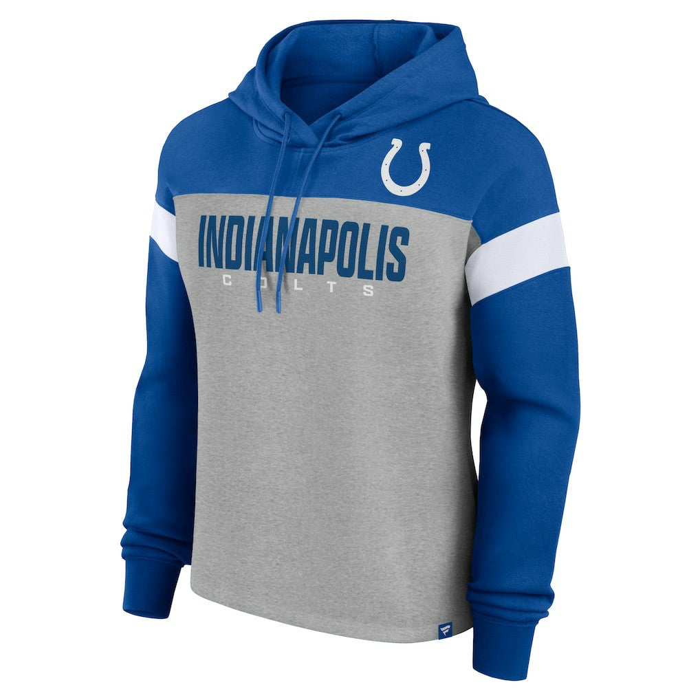 Indianapolis Colts Women's Bold Play Call Pullover Hoodie - Heather Gray/Royal cheap