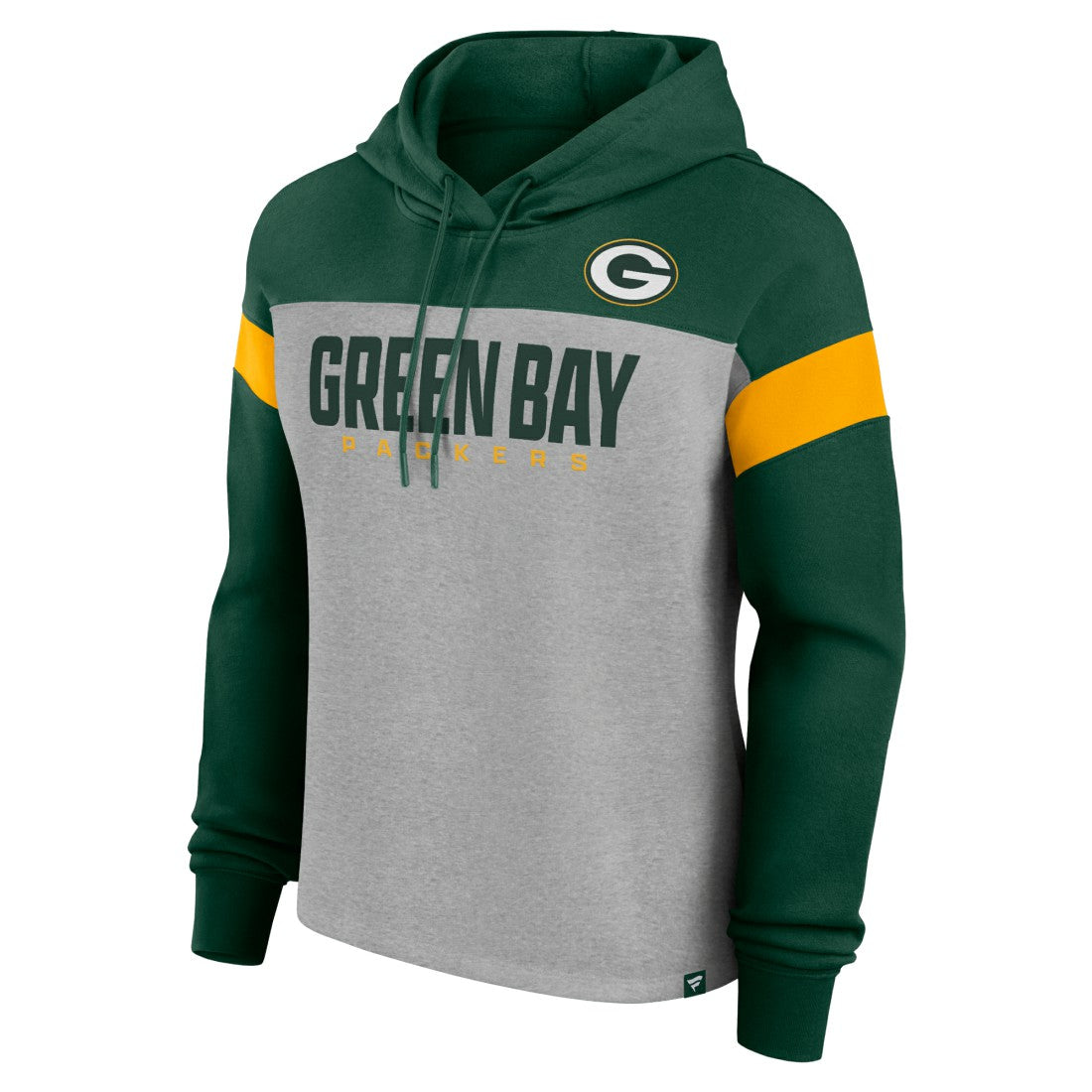 Green Bay Packers Women's Bold Play Call Pullover Hoodie - Heather Gray/Green online