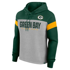 Green Bay Packers Women's Bold Play Call Pullover Hoodie - Heather Gray/Green online