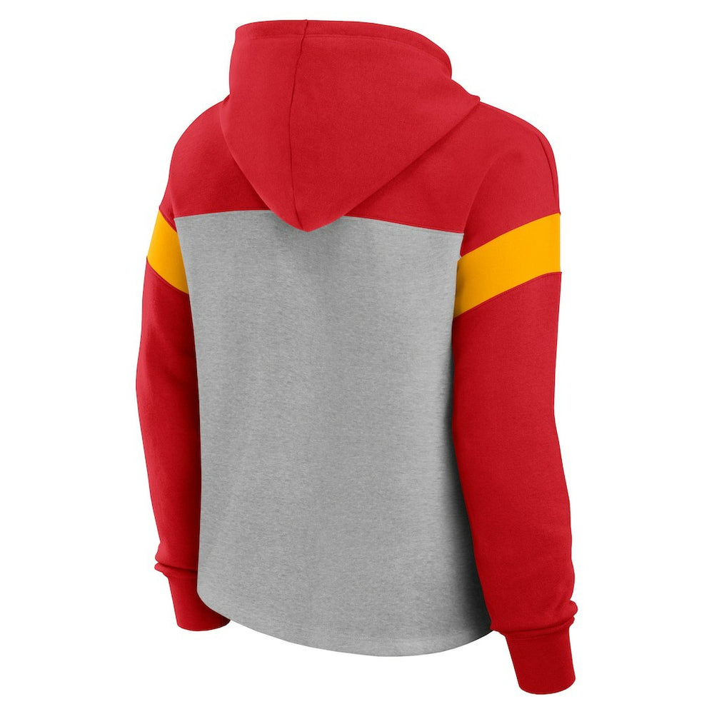 Kansas City Chiefs Women's Bold Play Call Pullover Hoodie - Heather Gray/Red on sale