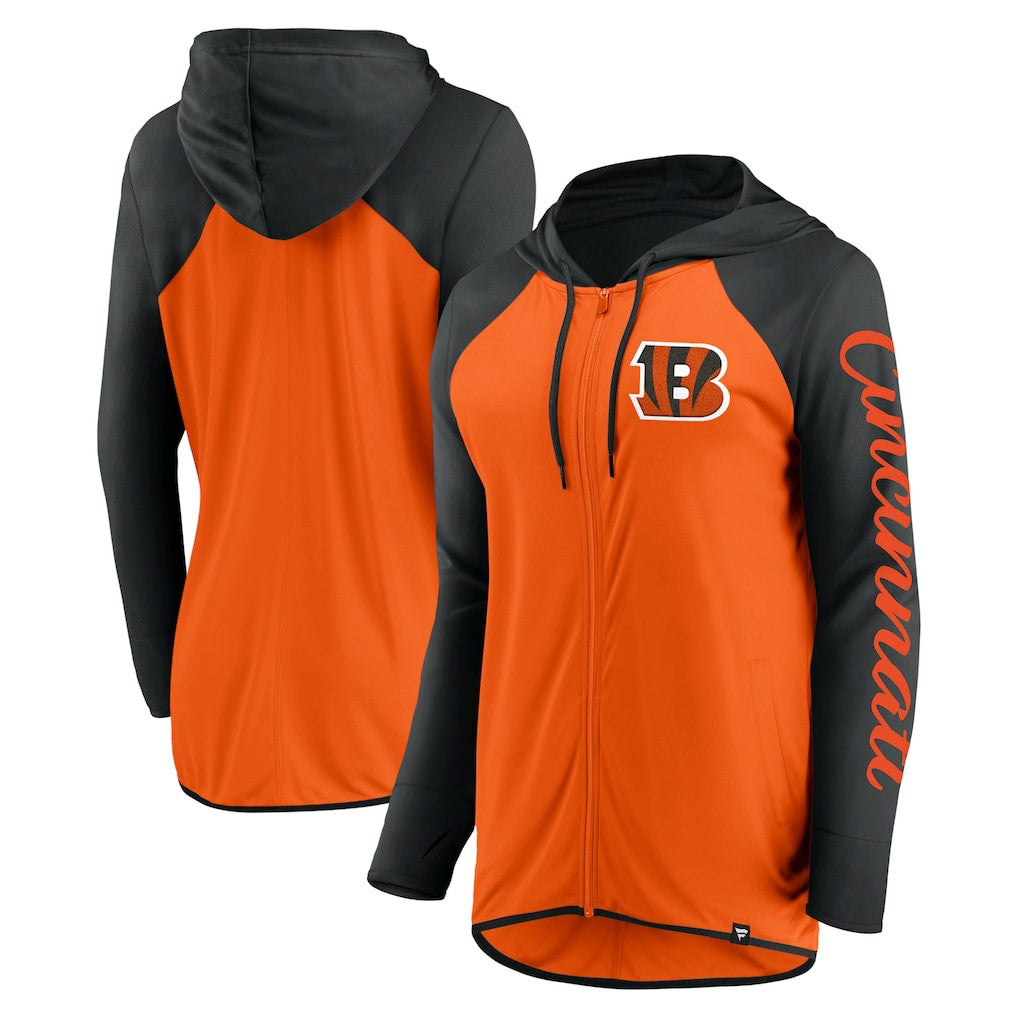 Cincinnati Bengals Women's Script Full-Zip Hoodie - Orange/Black outlet