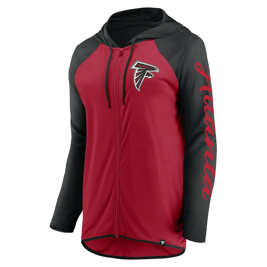 Atlanta Falcons Women's Script Full-Zip Hoodie - Red/Black for sale