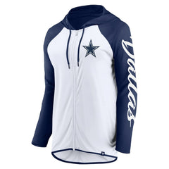 Dallas Cowboys Women's Script Full-Zip Hoodie - White/Navy on sale