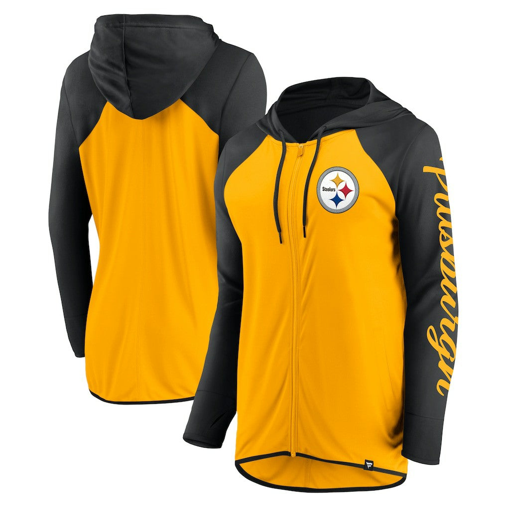 Pittsburgh Steelers Women's Script Full-Zip Hoodie - Gold/Black online