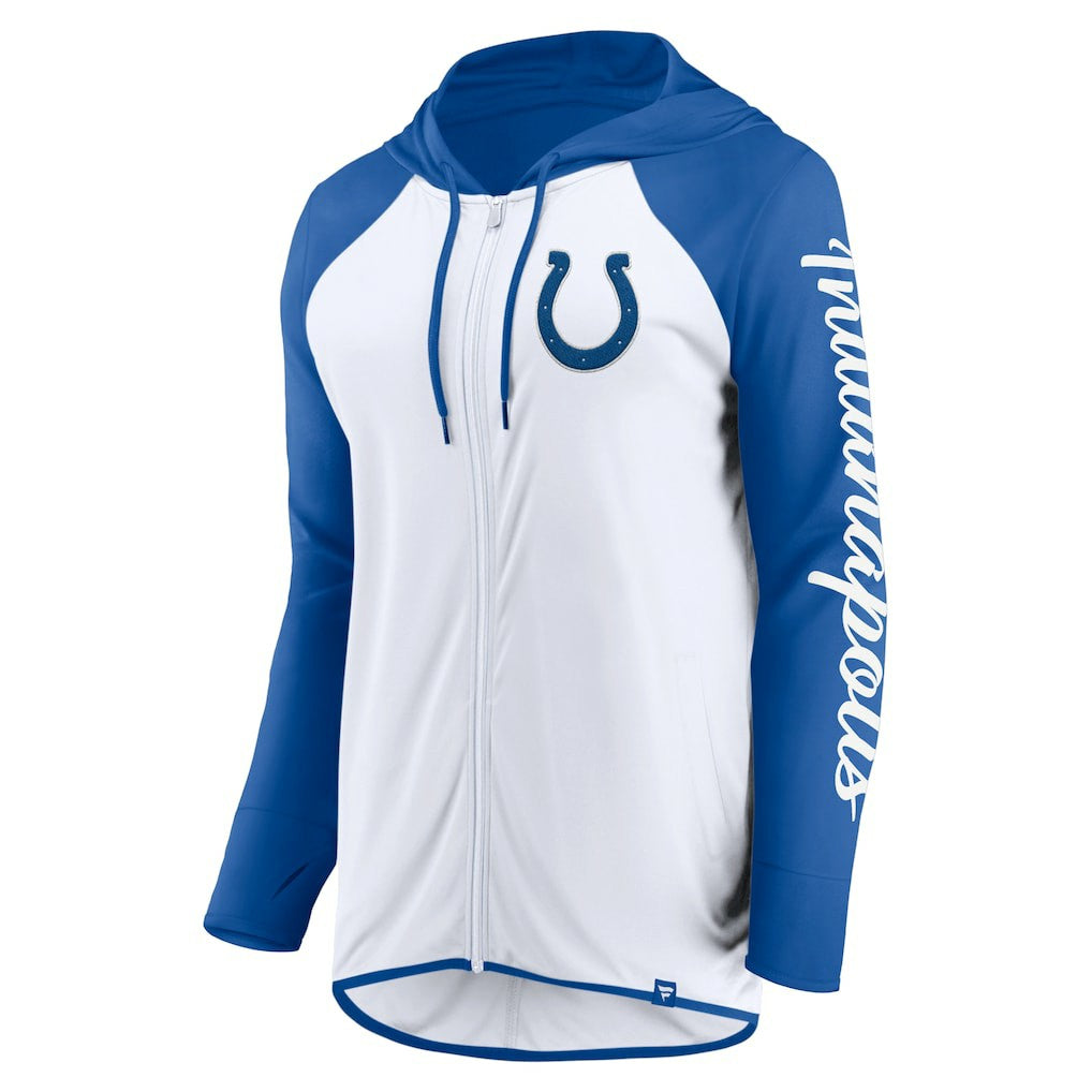 Indianapolis Colts Women's Script Full-Zip Hoodie - White/Royal on sale