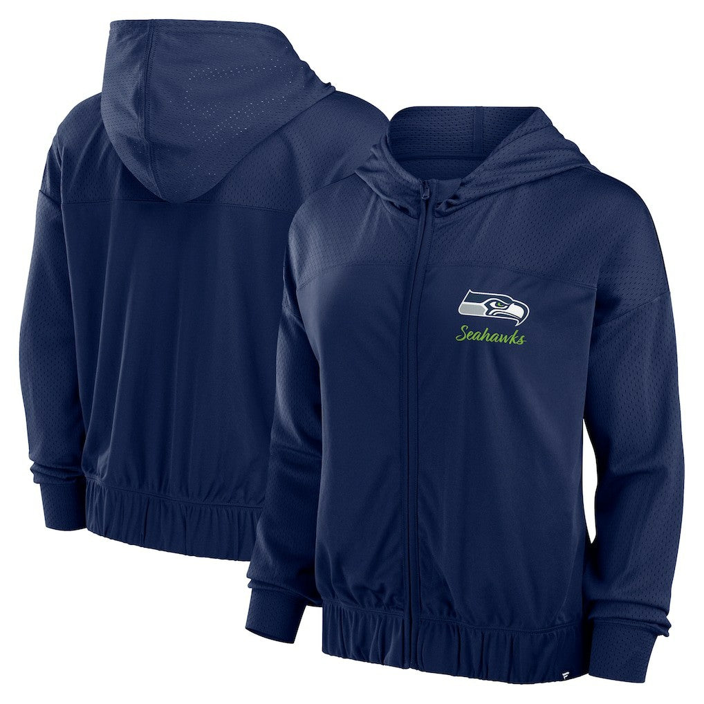 Seattle Seahawks Women's Script Lock Full-Zip Hoodie - College Navy on sale
