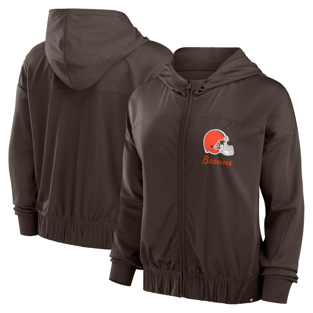 Cleveland Browns Women's Script Lock Full-Zip Hoodie - Brown for sale