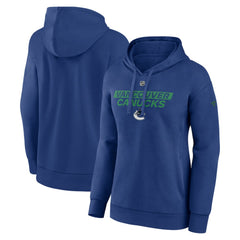 Vancouver Canucks Fanatics Women's Authentic Pro Core Primary Fleece Pullover Hoodie - Blue Hoodies