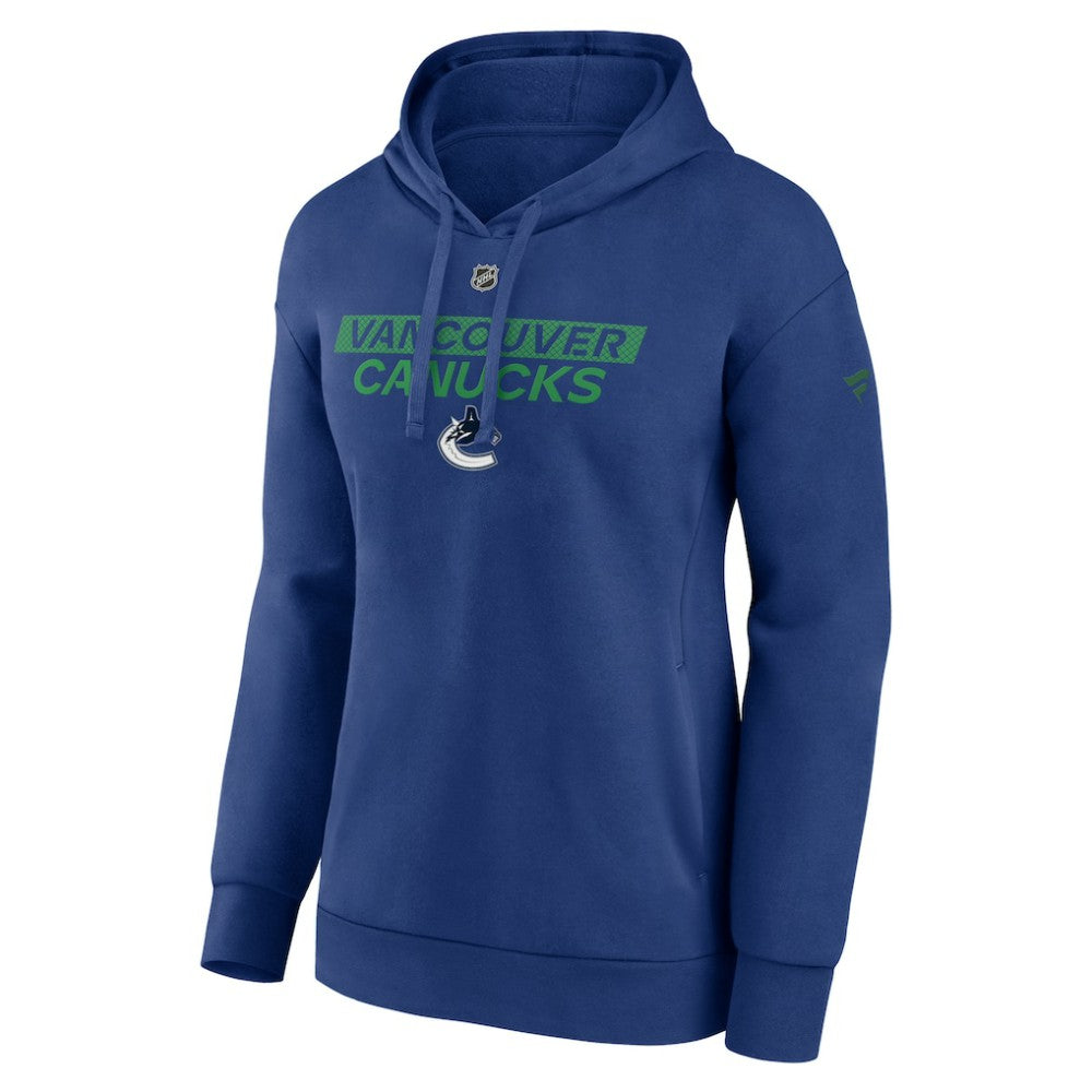 Vancouver Canucks Fanatics Women's Authentic Pro Core Primary Fleece Pullover Hoodie - Blue Hoodies