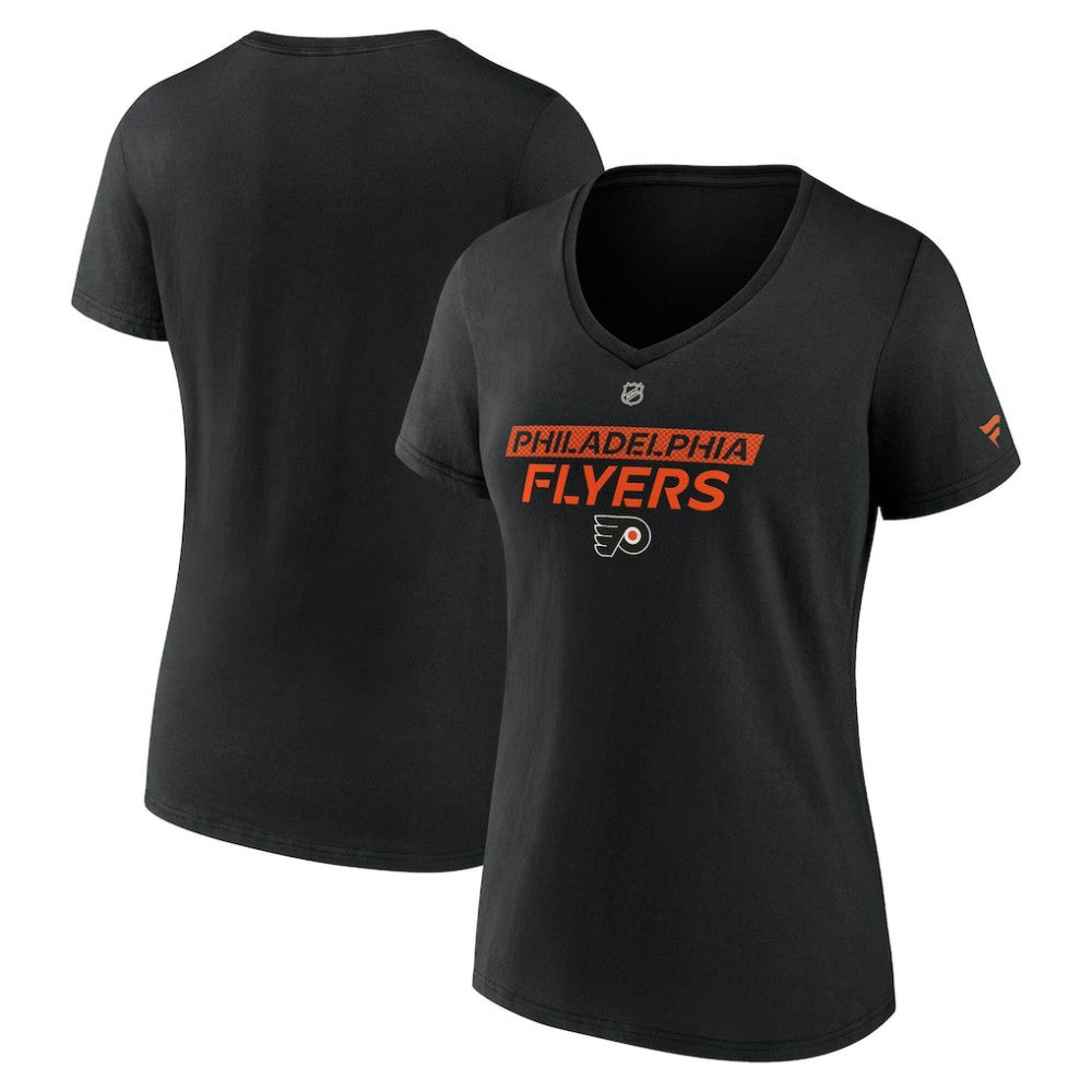 Philadelphia Flyers Fanatics Women's Authentic Pro Core Primary V-Neck T-Shirt - Black T-shirts