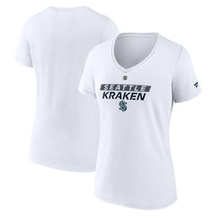 Seattle Kraken Fanatics Women's Authentic Pro Core Primary V-Neck T-Shirt - White T-shirts