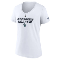 Seattle Kraken Fanatics Women's Authentic Pro Core Primary V-Neck T-Shirt - White T-shirts