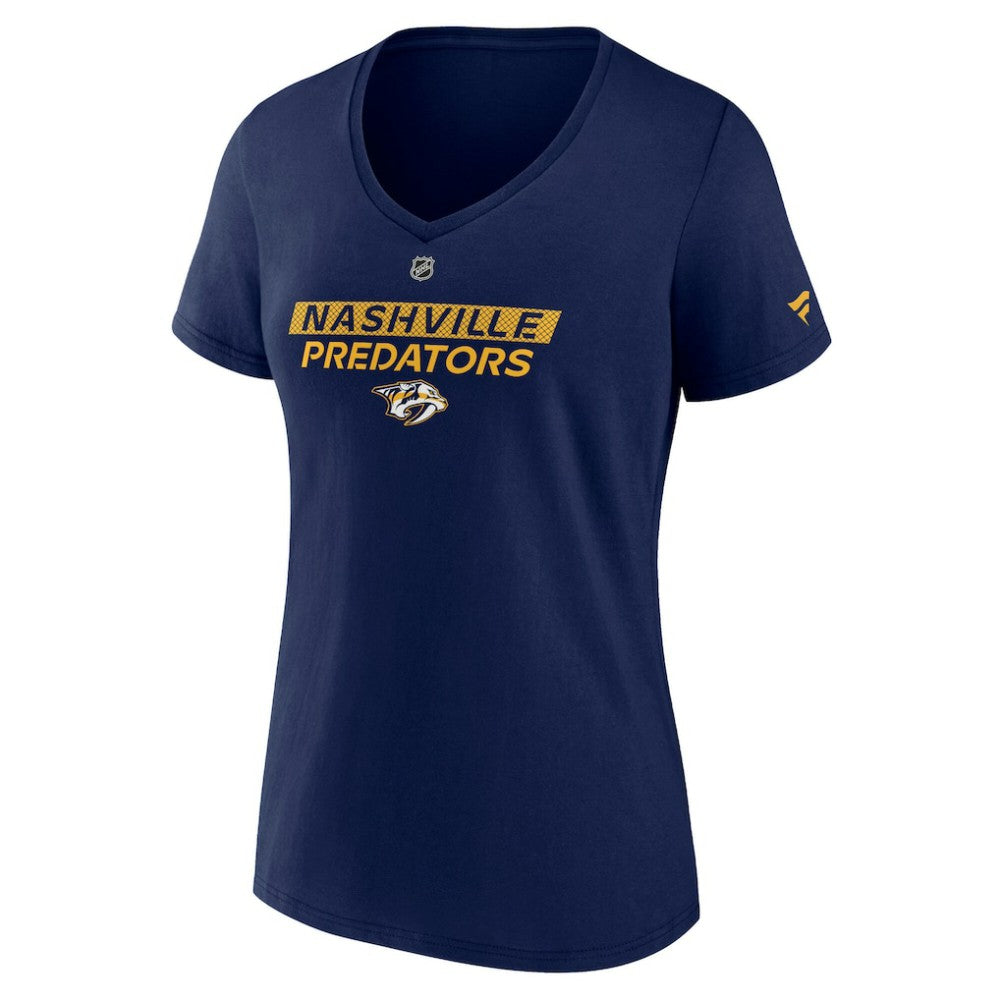 Nashville Predators Fanatics Women's Authentic Pro Core Primary V-Neck T-Shirt - Navy T-shirts