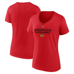 Chicago Blackhawks Fanatics Women's Authentic Pro Core Primary V-Neck T-Shirt - Red T-shirts