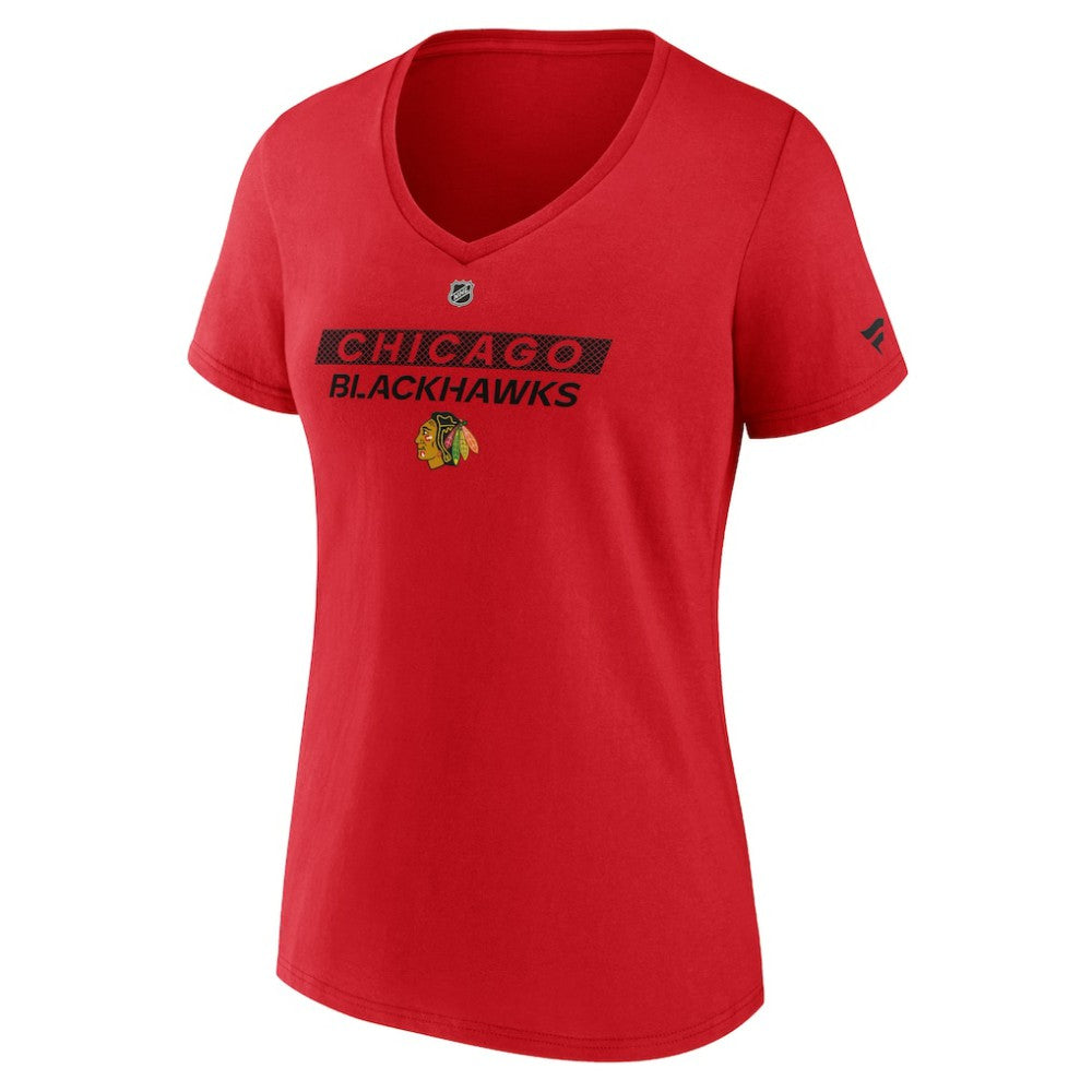 Chicago Blackhawks Fanatics Women's Authentic Pro Core Primary V-Neck T-Shirt - Red T-shirts
