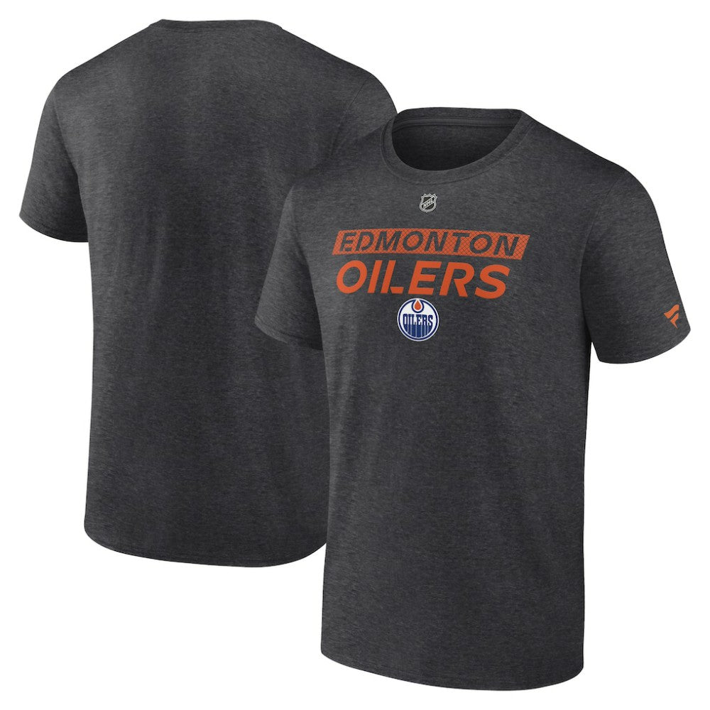 Edmonton Oilers Fanatics Authentic Pro Core Primary T-Shirt - Heather Charcoal T-shirts