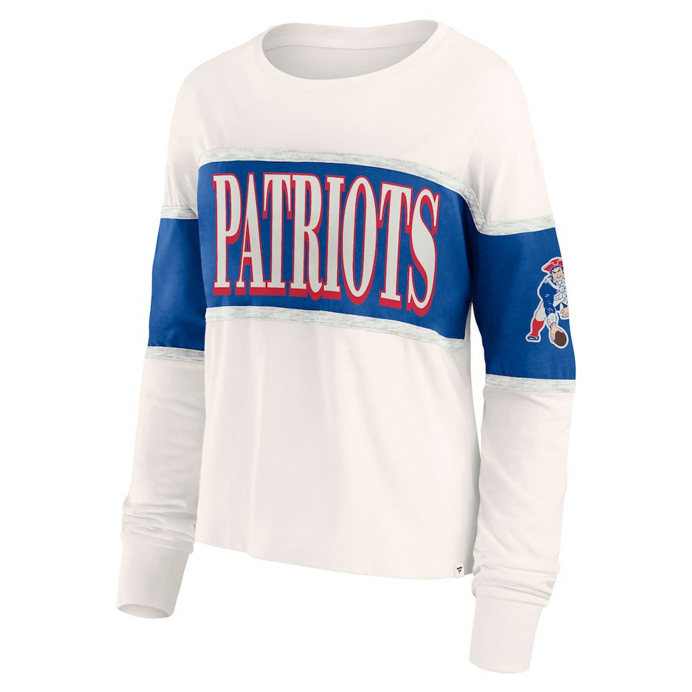 New England Patriots Women's Antique Block Long Sleeve T-Shirt - Cream discount