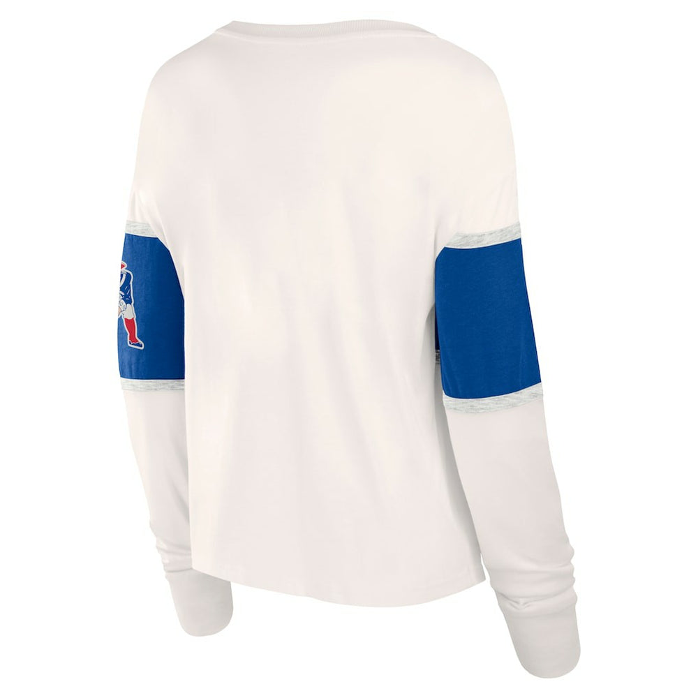 New England Patriots Women's Antique Block Long Sleeve T-Shirt - Cream discount