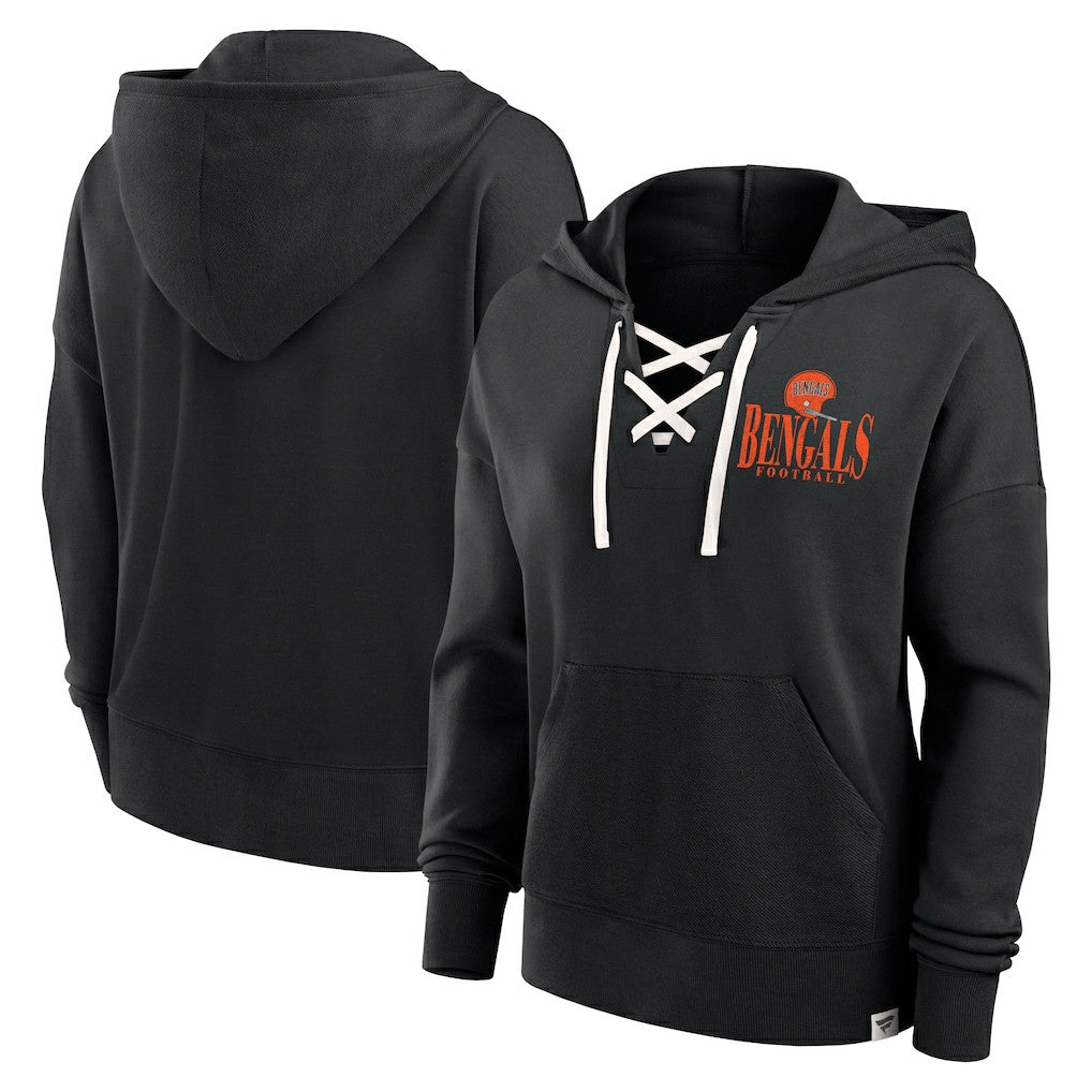 Cincinnati Bengals Women's Blitz Left Lace-Up Pullover Hoodie - Black online