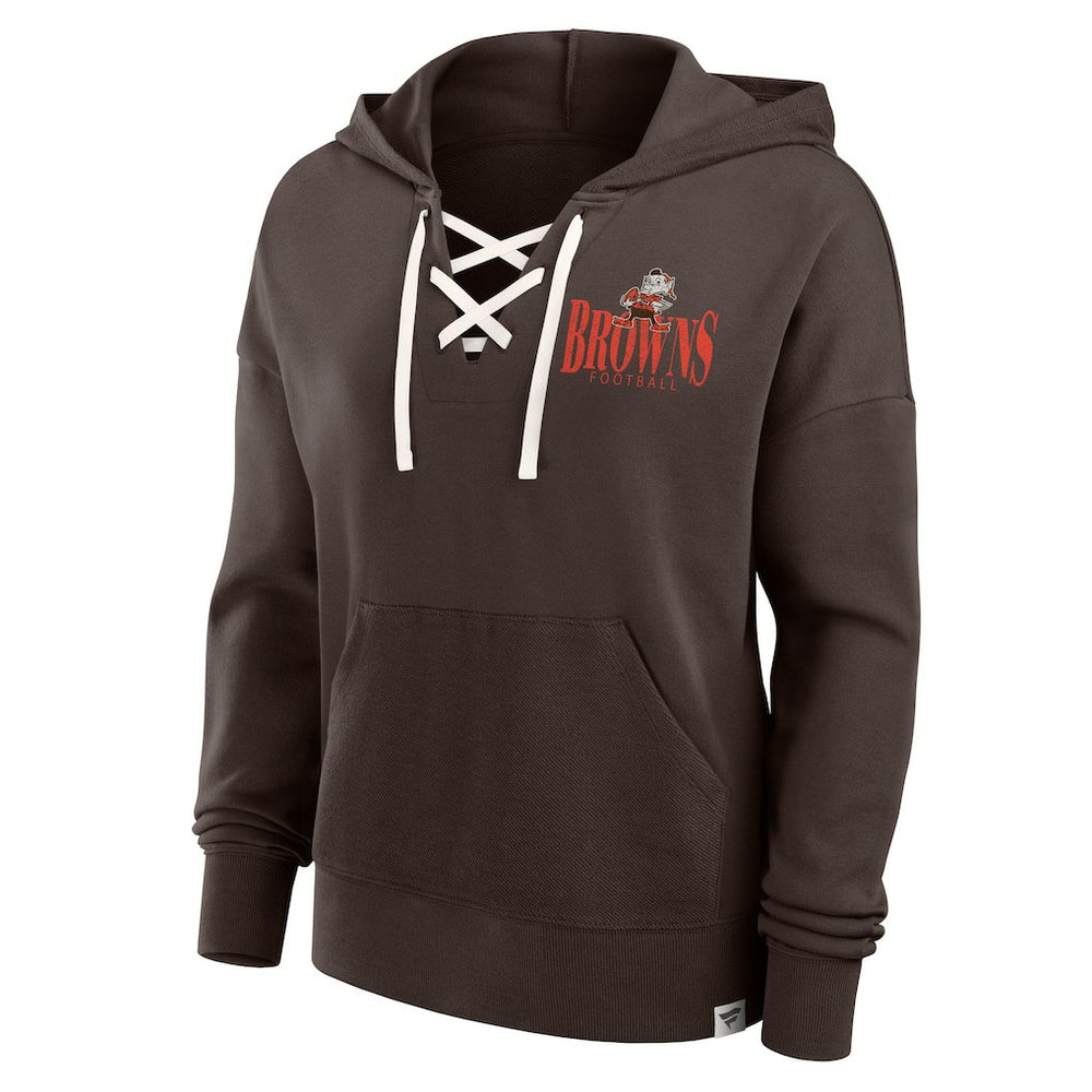 Cleveland Browns Women's Blitz Left Lace-Up Pullover Hoodie - Brown for sale