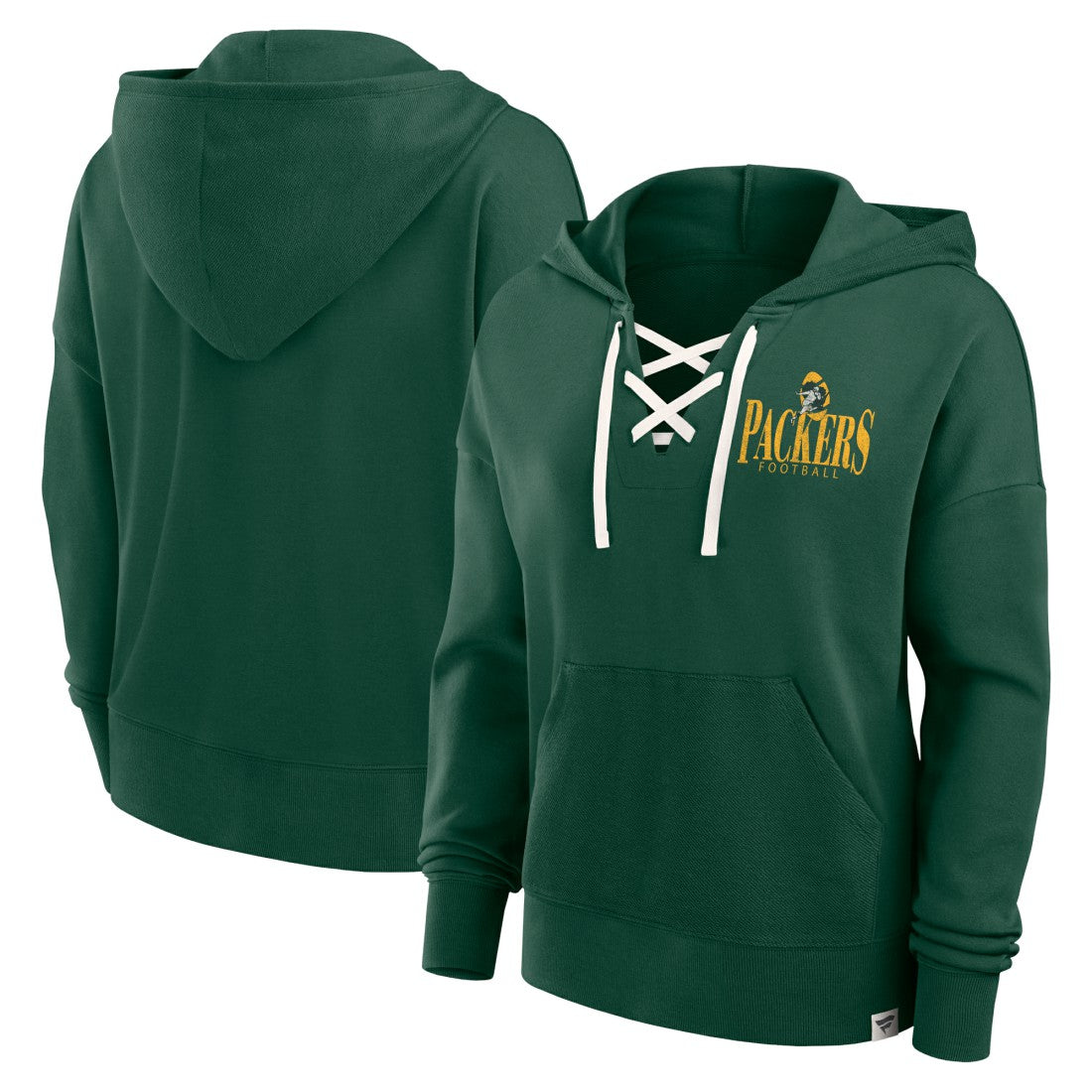 Green Bay Packers Women's Blitz Left Lace-Up Pullover Hoodie - Green sale