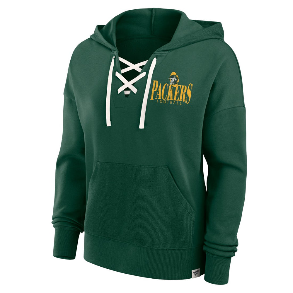 Green Bay Packers Women's Blitz Left Lace-Up Pullover Hoodie - Green sale