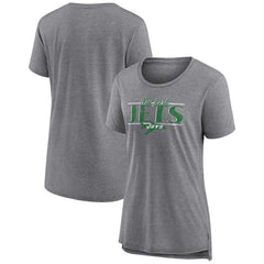 New York Jets Women's Up the Middle Tri-Blend T-Shirt - Heather Gray on sale
